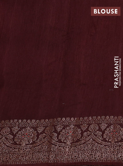 Banarasi semi matka silk saree coffee brown with allover thread & zari weaves and woven border