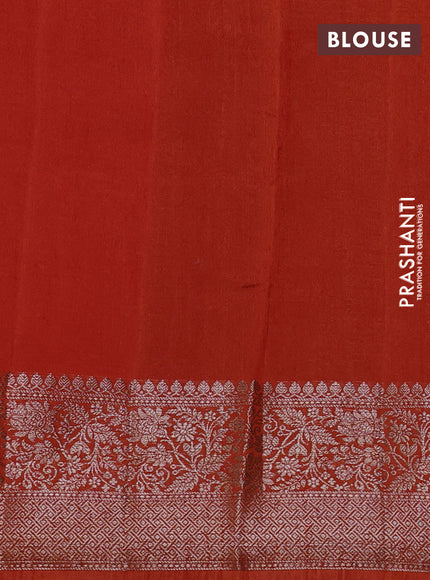 Banarasi semi matka silk saree orange with allover thread & zari weaves and woven border