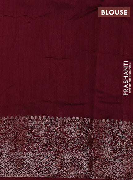 Banarasi semi matka silk saree wine shade with allover thread & zari weaves and woven border