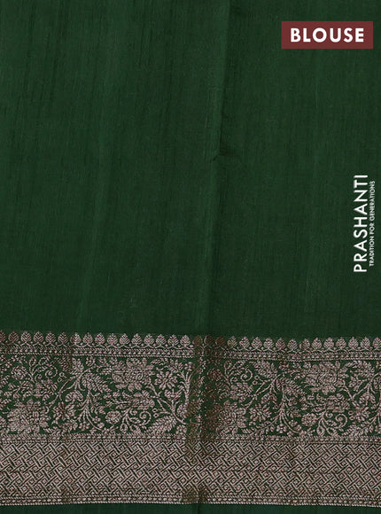 Banarasi semi matka silk saree green with allover thread & zari weaves and woven border
