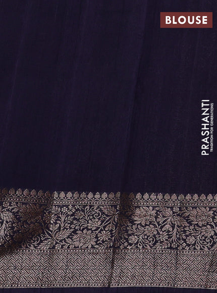 Banarasi semi matka silk saree navy blue with allover thread & zari weaves and woven border