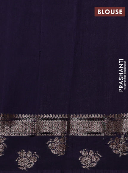 Banarasi semi matka silk saree navy blue with allover thread & zari weaves and woven border