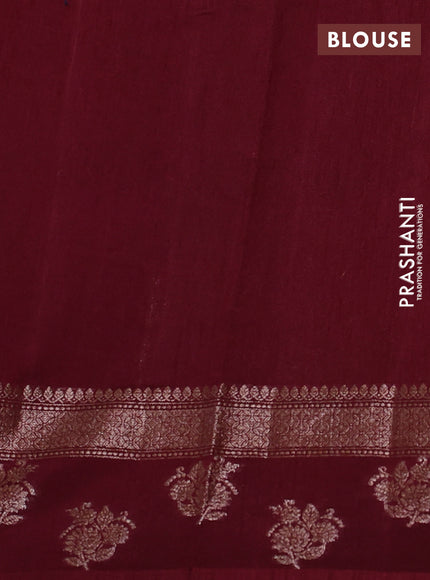 Banarasi semi matka silk saree wine shade with allover thread & zari weaves and woven border
