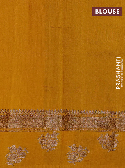 Banarasi semi matka silk saree mustard yellow with allover thread & zari weaves and woven border