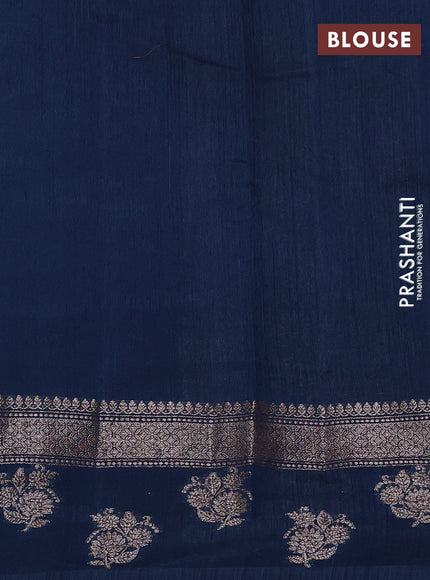 Banarasi semi matka silk saree peacock blue with allover thread & zari weaves and woven border