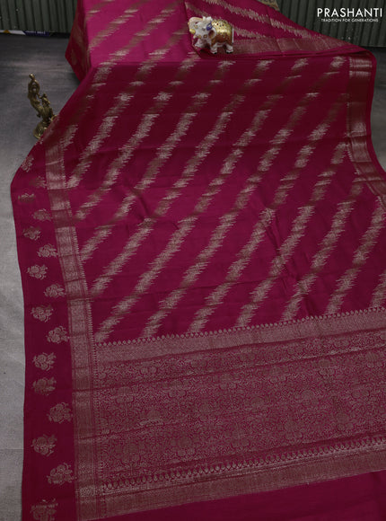 Banarasi semi matka silk saree pink with allover thread & zari weaves and woven border