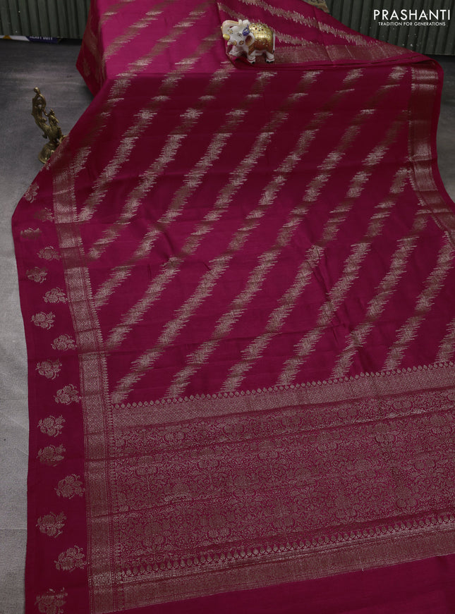 Banarasi semi matka silk saree pink with allover thread & zari weaves and woven border