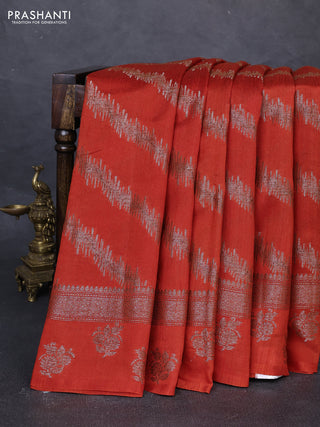 Banarasi semi matka silk saree orange with allover thread & zari weaves and woven border
