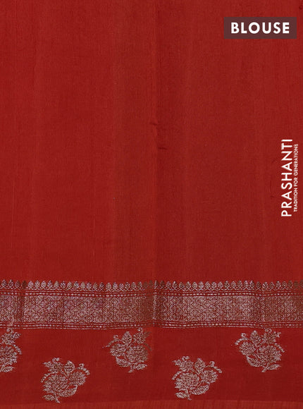 Banarasi semi matka silk saree orange with allover thread & zari weaves and woven border