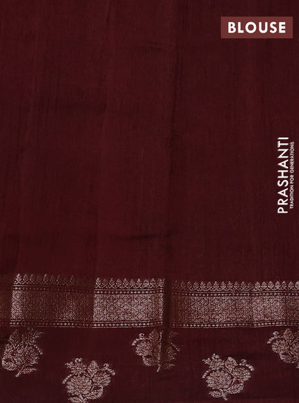 Banarasi semi matka silk saree coffee brown with allover thread & zari weaves and woven border