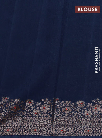 Banarasi semi matka silk saree peacock blue with allover thread & zari woven buttas and woven border