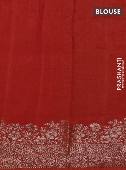 Banarasi semi matka silk saree orange with allover thread & zari woven buttas and woven border