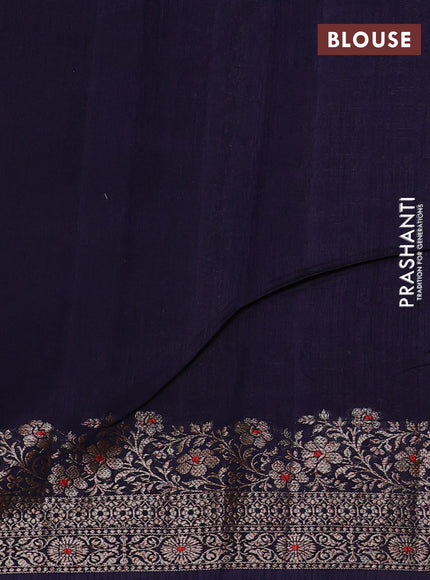 Banarasi semi matka silk saree navy blue with allover thread & zari woven buttas and woven border