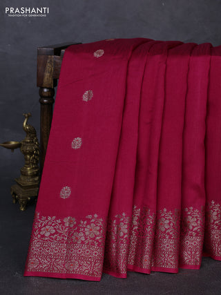 Banarasi semi matka silk saree pink with allover thread & zari woven buttas and woven border