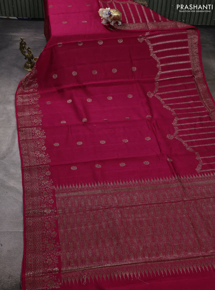 Banarasi semi matka silk saree pink with allover thread & zari woven buttas and woven border