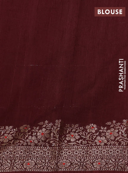 Banarasi semi matka silk saree coffee brown with allover thread & zari woven buttas and woven border