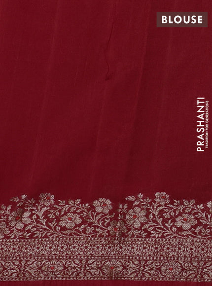 Banarasi semi matka silk saree maroon with allover thread & zari woven buttas and woven border