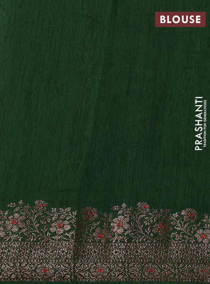 Banarasi semi matka silk saree green with allover thread & zari woven buttas and woven border