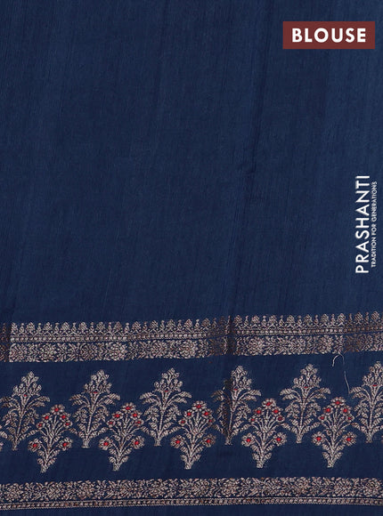 Banarasi semi matka silk saree peacock blue with allover thread & zari woven buttas and woven border