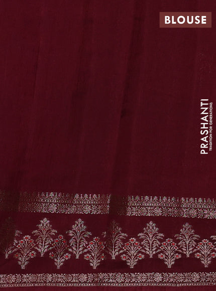 Banarasi semi matka silk saree wine shade with allover thread & zari woven buttas and woven border