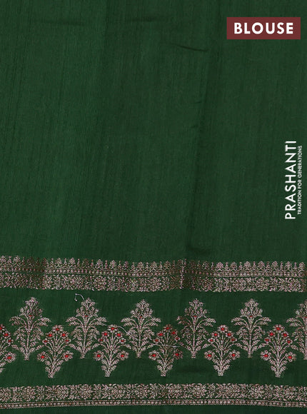 Banarasi semi matka silk saree green with allover thread & zari woven buttas and woven border