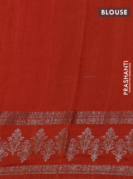 Banarasi semi matka silk saree orange with allover thread & zari woven buttas and woven border