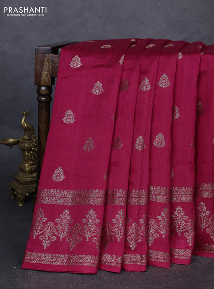 Banarasi semi matka silk saree pink with allover thread & zari woven buttas and woven border