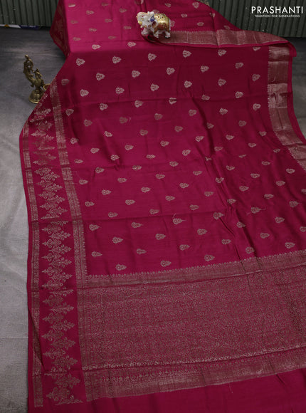 Banarasi semi matka silk saree pink with allover thread & zari woven buttas and woven border