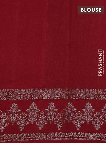 Banarasi semi matka silk saree maroon with allover thread & zari woven buttas and woven border