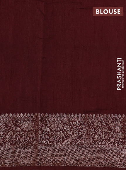 Banarasi semi matka silk saree coffee brown with allover thread & zari woven buttas and woven border