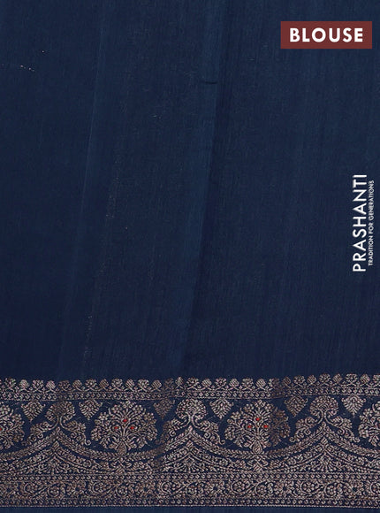 Banarasi semi matka silk saree peacock blue with allover thread & zari woven buttas and woven border
