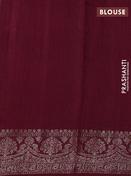 Banarasi semi matka silk saree wine shade with allover thread & zari woven buttas and woven border