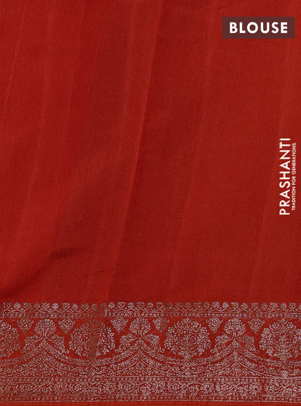 Banarasi semi matka silk saree orange with allover thread & zari woven buttas and woven border