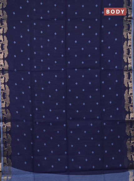 Semi dupion saree bluish grey with allover thread woven buttas and zari woven border