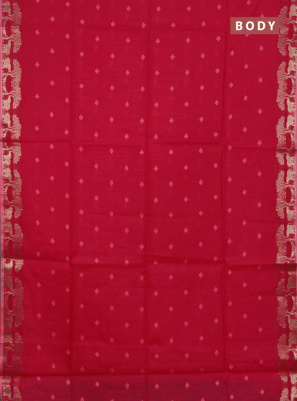 Semi dupion saree pink with allover thread woven buttas and zari woven border