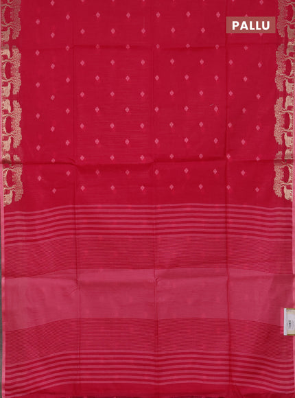 Semi dupion saree pink with allover thread woven buttas and zari woven border