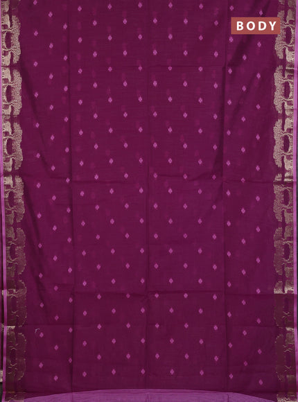 Semi dupion saree lavender with allover thread woven buttas and zari woven border