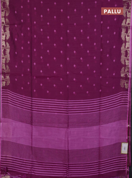 Semi dupion saree lavender with allover thread woven buttas and zari woven border