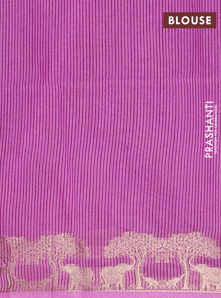 Semi dupion saree lavender with allover thread woven buttas and zari woven border