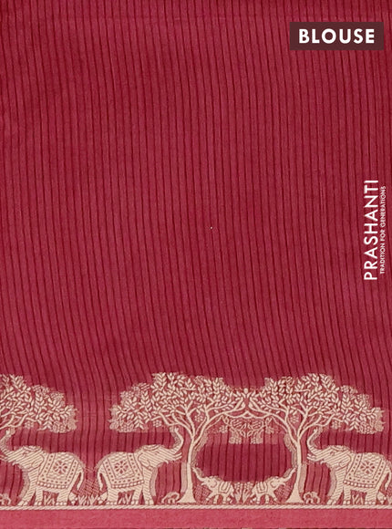 Semi dupion saree maroon with allover thread woven buttas and zari woven border