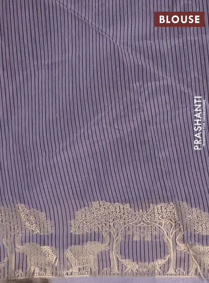 Semi dupion saree grey with allover thread woven buttas and zari woven border