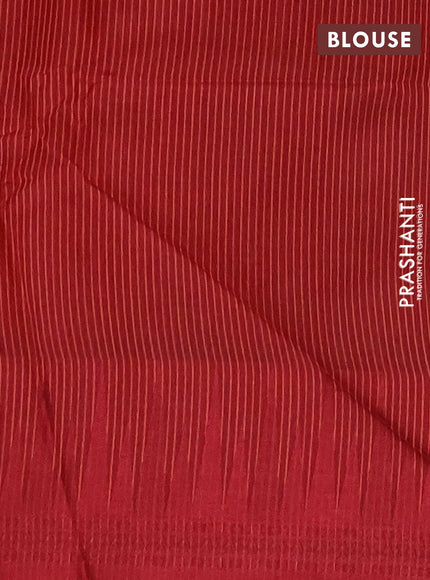 Semi dupion saree pastel maroon and maroon with allover thread stripe pattern and temple design thread woven border