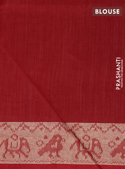 Semi dupion saree peach orange and maroon with allover thread & zari weaves pattern and zari woven border