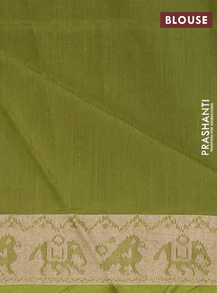 Semi dupion saree mustard yellow and light green with allover thread & zari weaves pattern and zari woven border
