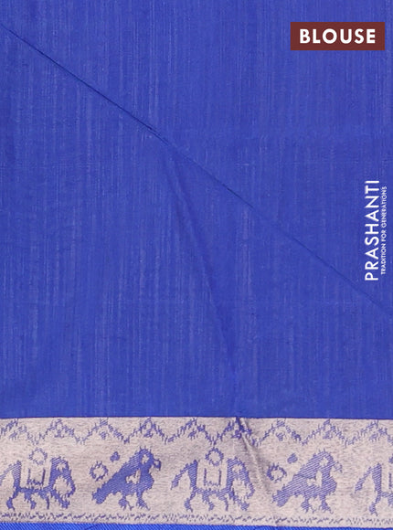 Semi dupion saree teal green and blue with allover thread & zari weaves pattern and zari woven border