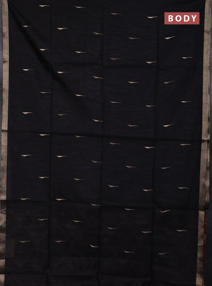 Semi dupion saree black and maroon with allover zari woven buttas and zari woven border