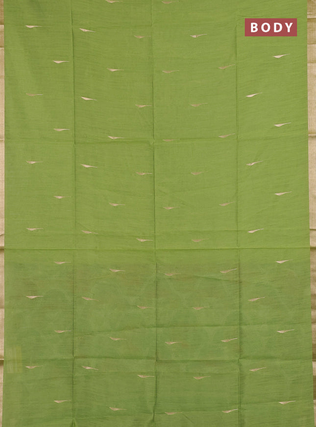 Semi dupion saree light green and teal green with allover zari woven buttas and zari woven border