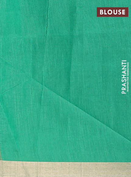 Semi dupion saree light green and teal green with allover zari woven buttas and zari woven border