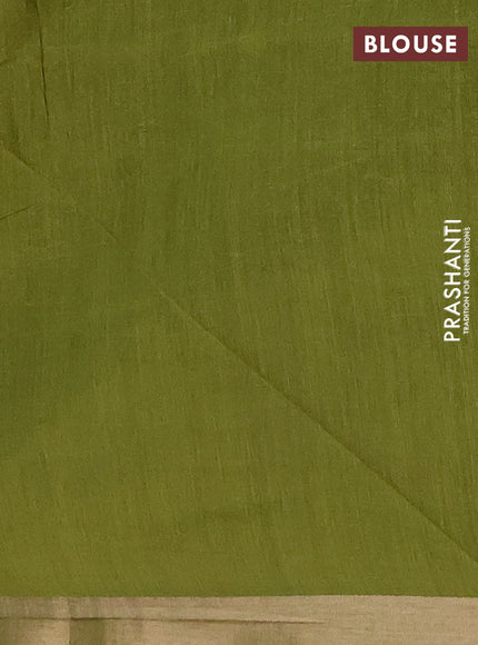 Semi dupion saree mustard yellow and light green with allover zari woven buttas and zari woven border