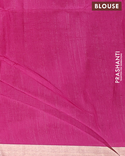 Semi dupion saree peach pink and magenta pink with allover zari woven buttas and zari woven border